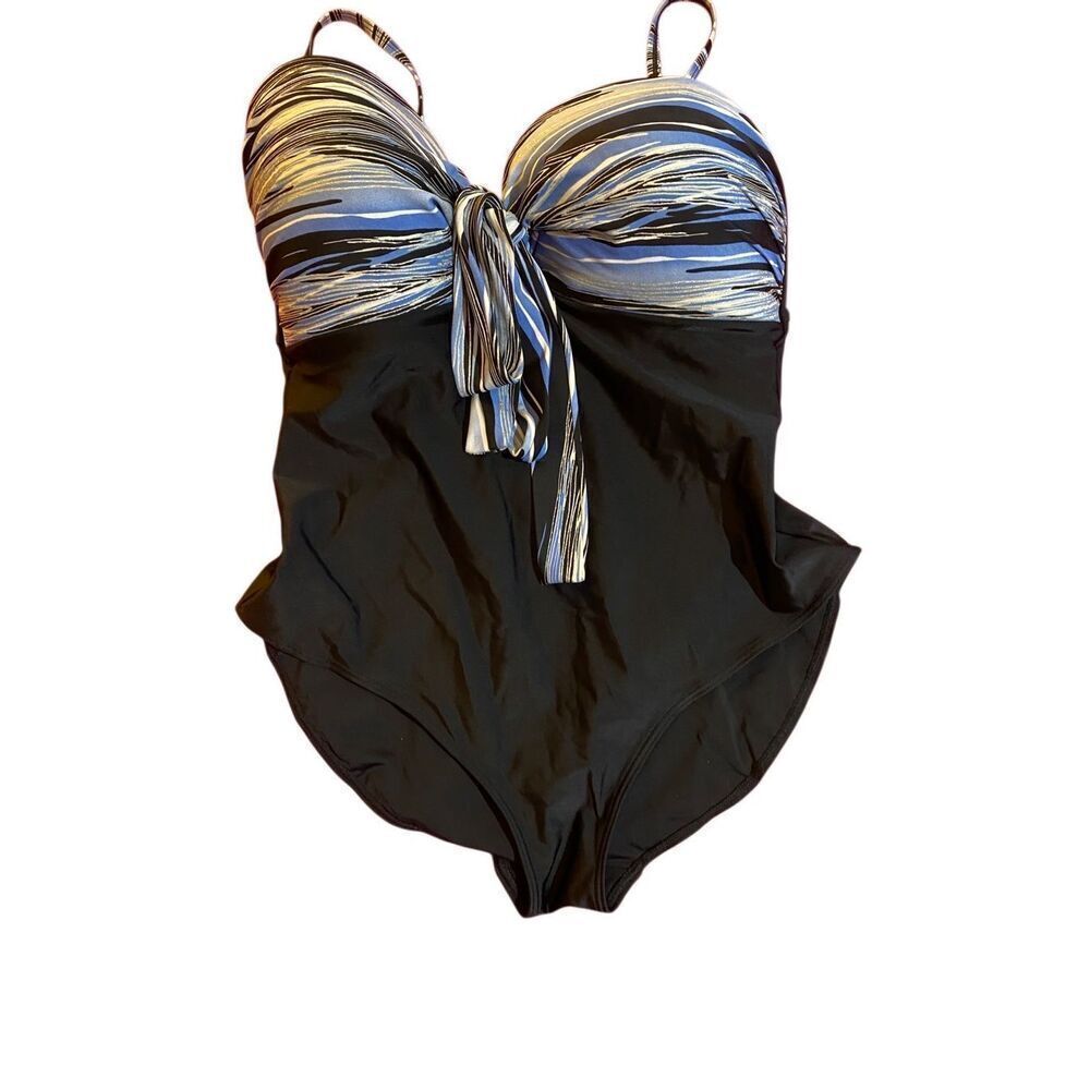 Christina Woman’s One Piece Blue & White Modest Swimwear Size 16